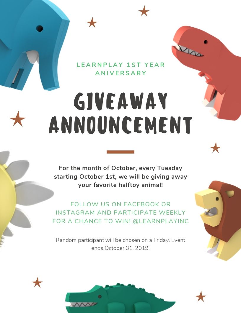 LearnPlay's 1st year anniversary giveaway