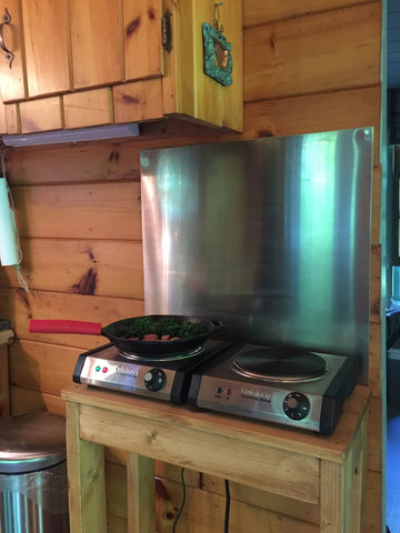 cookin' up breakfast at the cabin