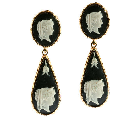 Cameo drop earrings