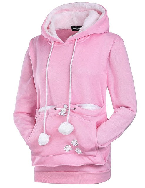 cat hoodie with zipper pouch