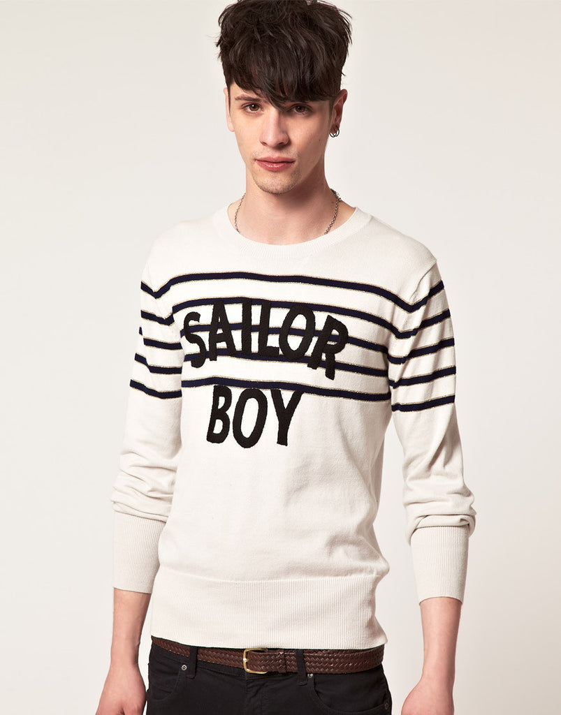 UNCONDITIONAL MILITARY AND RED 'SOLDIER BOY' MERINO CREW NECK SWEATER