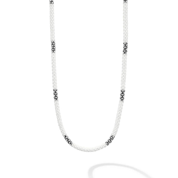 Sterling Silver White Caviar Collection Necklace