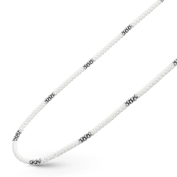 Sterling Silver White Caviar Collection Necklace