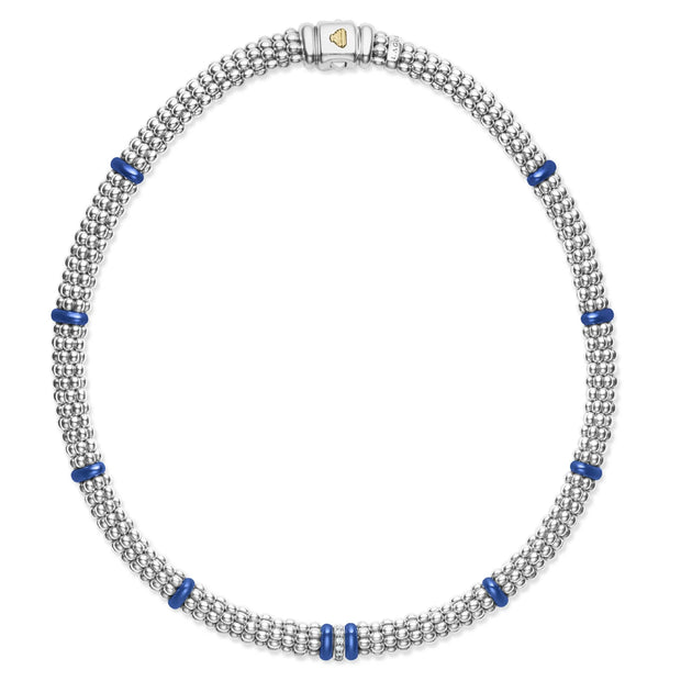 Sterling Silver Blue Caviar Collection Necklace