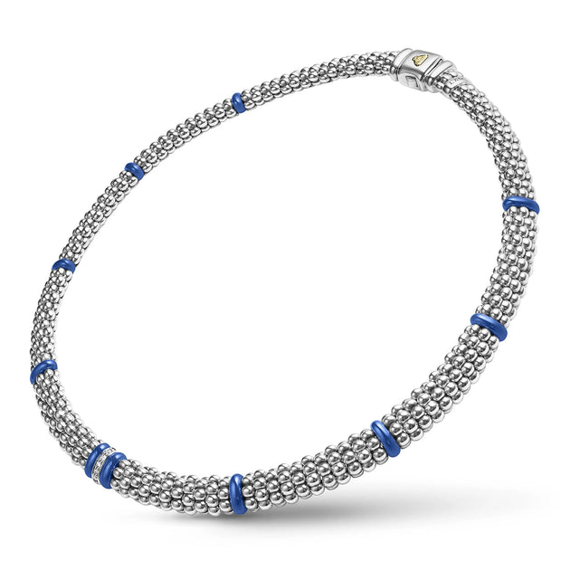 Sterling Silver Blue Caviar Collection Necklace