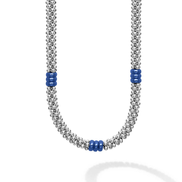 Sterling Silver Blue Caviar Collection Necklace