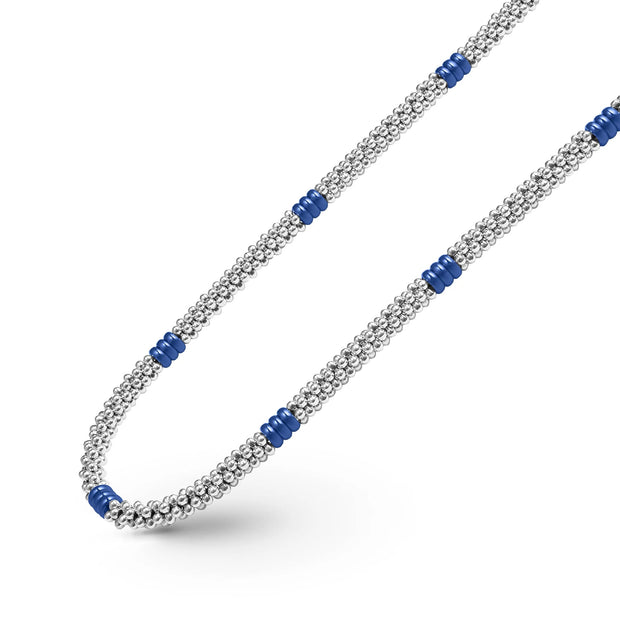 Sterling Silver Blue Caviar Collection Necklace