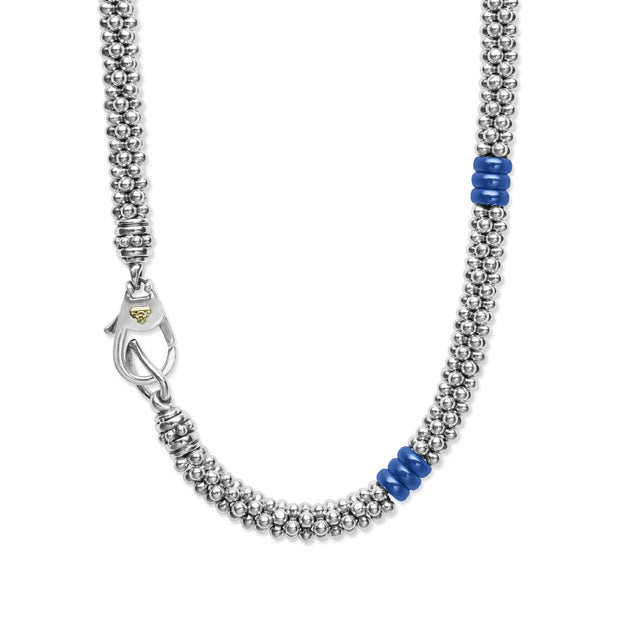 Sterling Silver Blue Caviar Collection Necklace