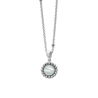 Sterling Silver Maya Collection Mother of Pearl Circle Pendant Necklace