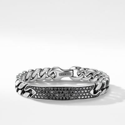 Curb Chain ID Bracelet with Pave Black Diamonds