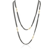 Blackened Sterling Silver 18K Yellow Gold Old World Collection Champagne Diamond Necklace