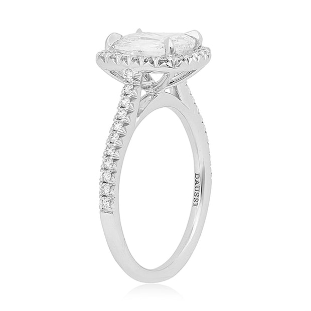 18K White Gold Cushion Cut Diamond Halo Engagement Ring