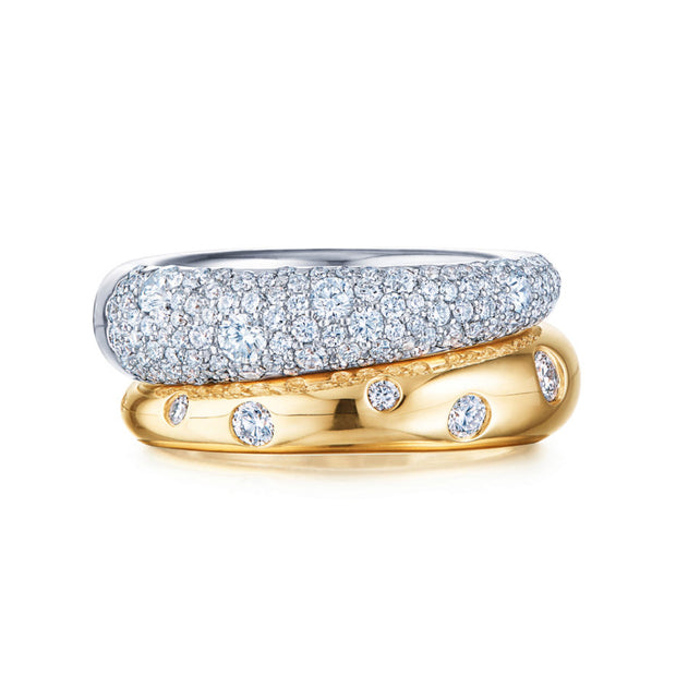 18K Yellow and White Gold Double Cobblestone Collection Diamond Ring