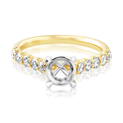 14K Yellow Gold and Platinum Diamond Semi Mounting