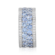 18K White Gold Diamond and Blue Sapphire American Glamour Eternity Band
