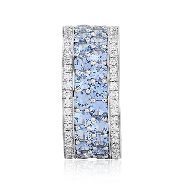 18K White Gold Diamond and Blue Sapphire American Glamour Eternity Band