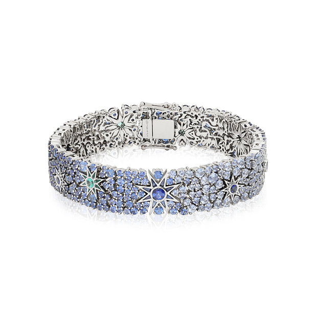 Platinum Blue Sapphire and Emerald Luminous by Brooke Collection Bracelet