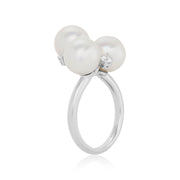 18K White Gold Multi Pearl and Diamond Ring