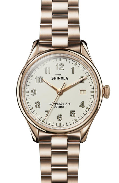Vinton 38mm Watch with Ivory Dial and Champagne Gold Plated Bracelet - TIVOL