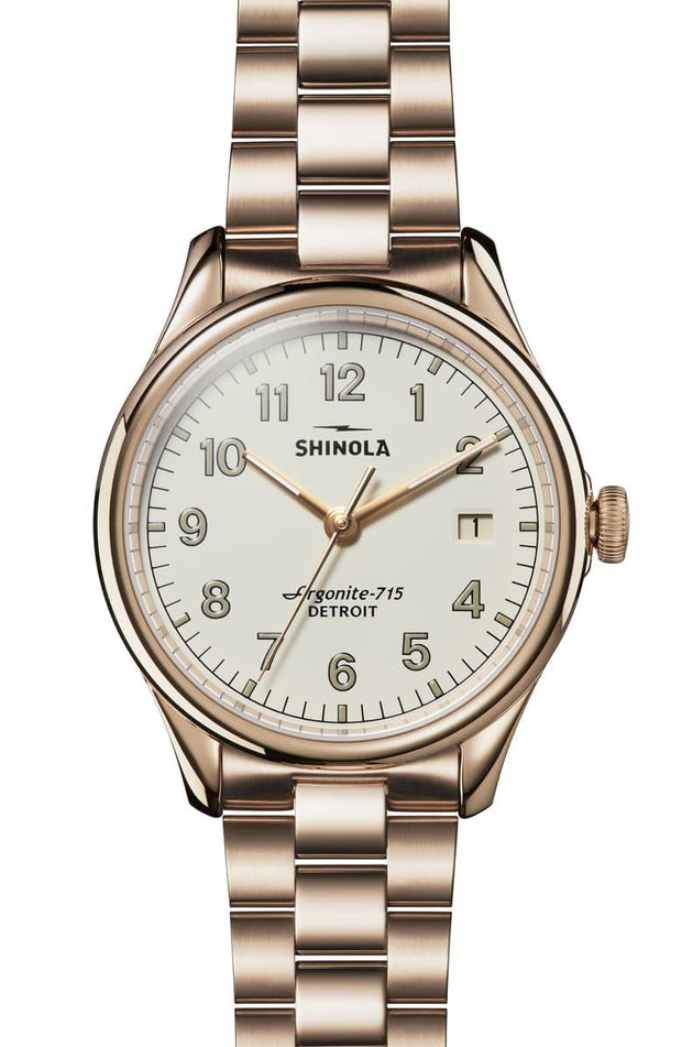 Vinton 38mm Watch with Ivory Dial and Champagne Gold Plated Bracelet - TIVOL