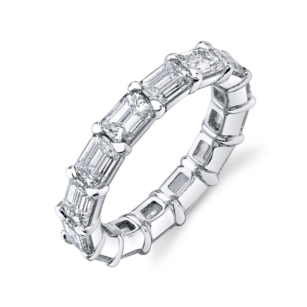 Platinum Emerald Cut Diamond Eternity Band