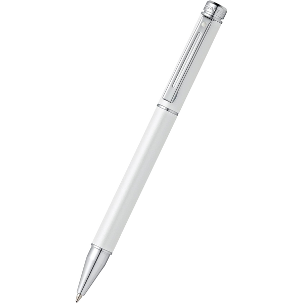 New WHITE & ENGRAVED POLISHED CHROME SENTINEL Ballpoint Pen SHEAFFER