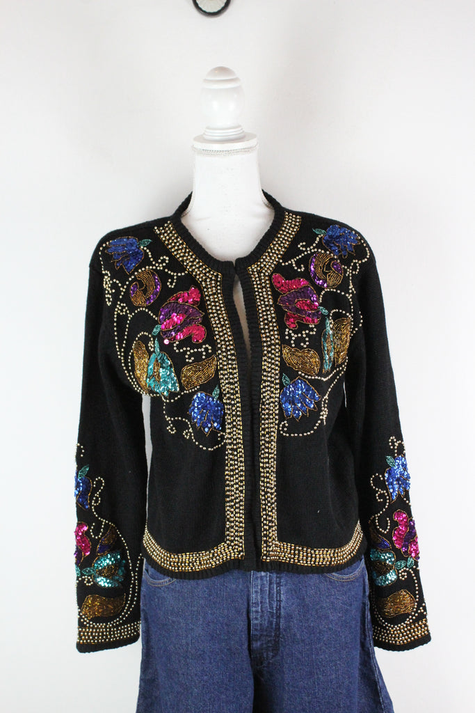 Vintage Sequins Cardigan (S) - ramanujanitsez