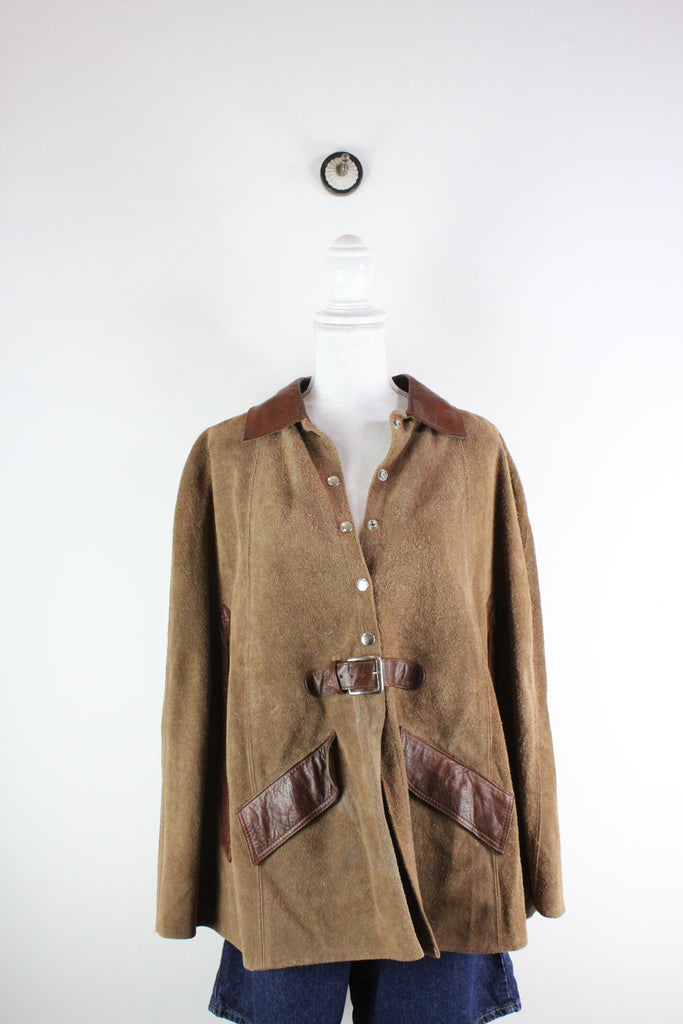 Vintage Brown Leather Poncho (L) - ramanujanitsez
