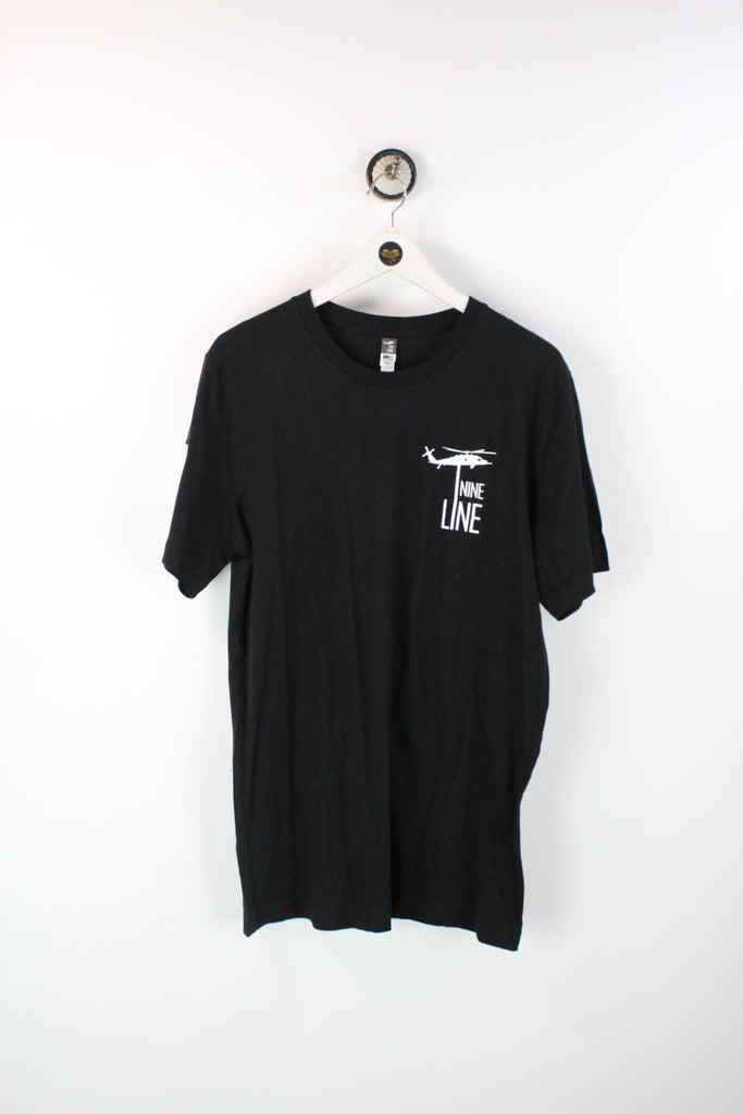 Vintage Black Nine Line T-Shirt (L) - ramanujanitsez