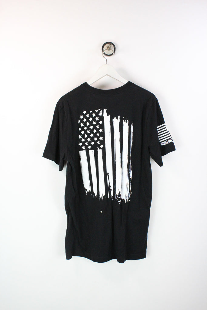 Vintage Black Nine Line T-Shirt (L) - ramanujanitsez