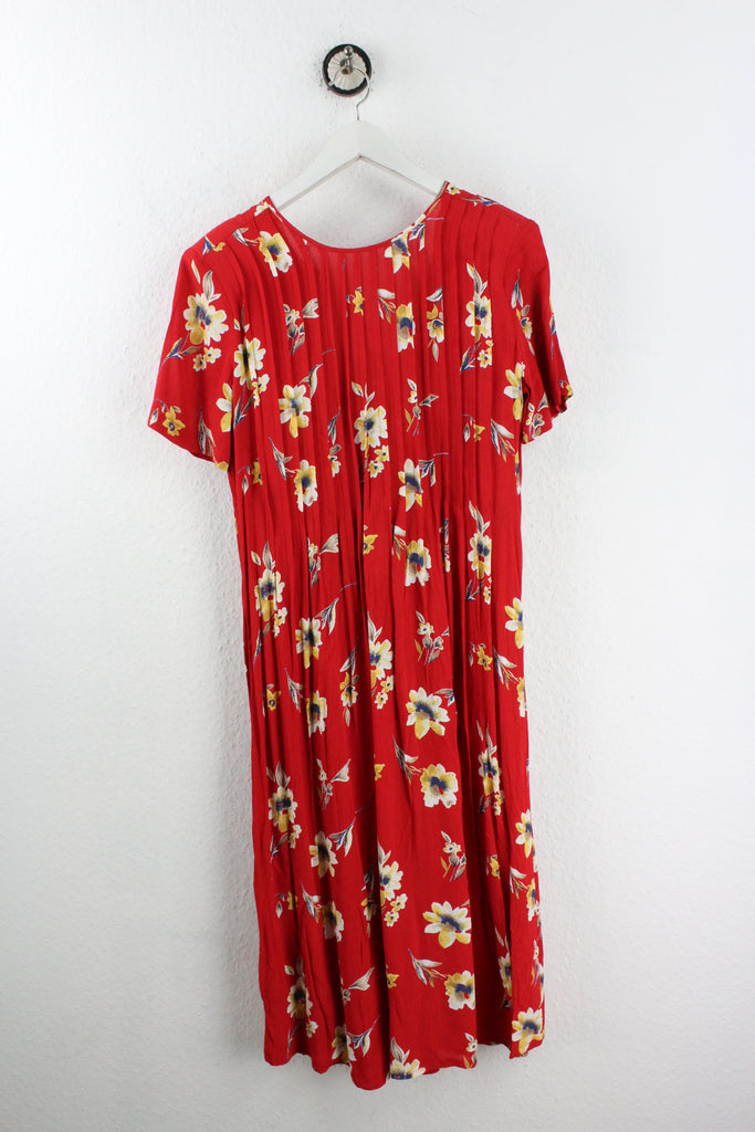 Vintage Red Flower Dress (M) - ramanujanitsez