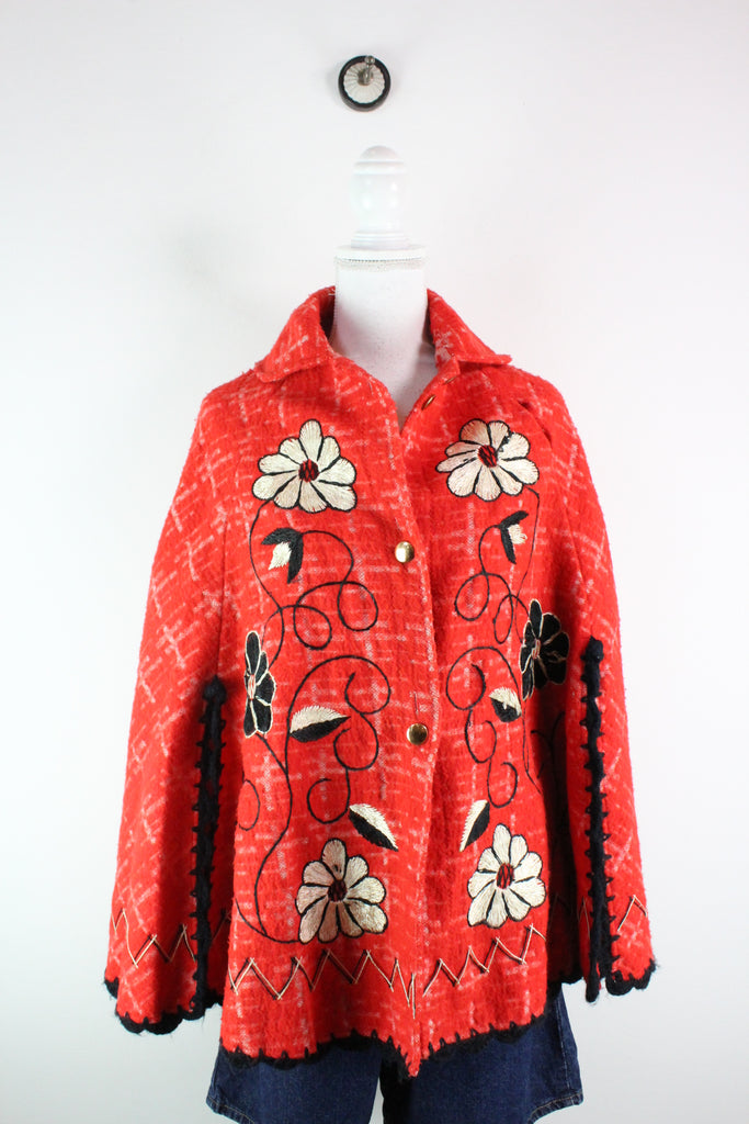 Vintage Red Poncho (L) - ramanujanitsez