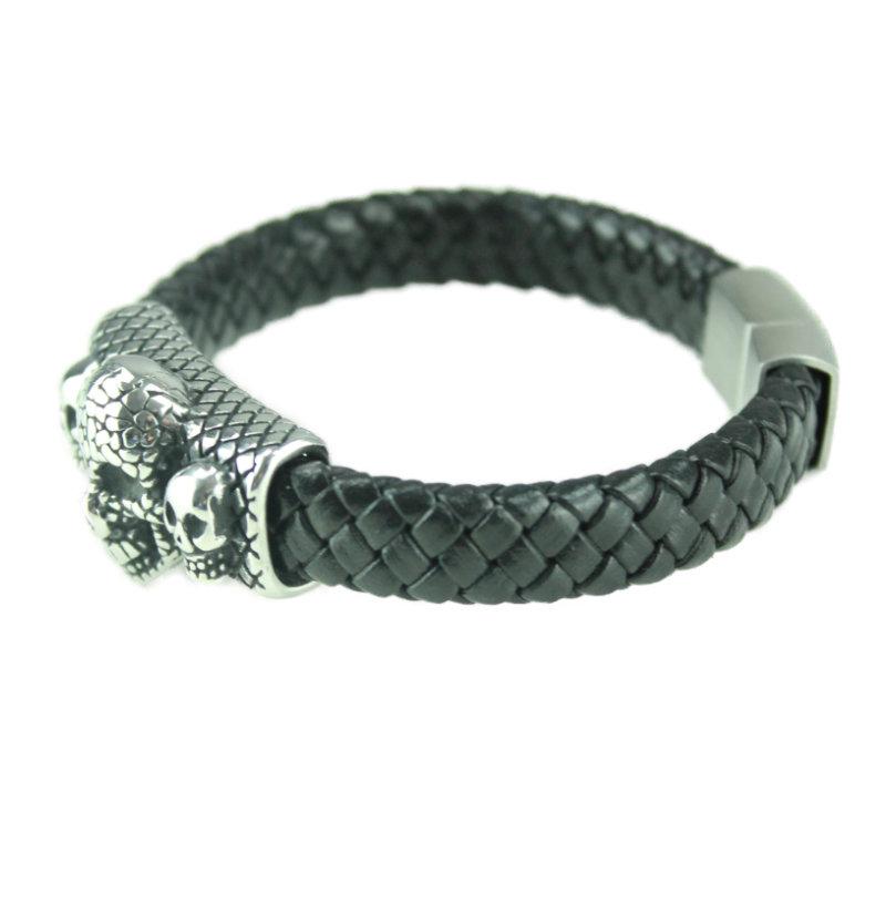 Leather Skulls Bracelet - ramanujanitsez