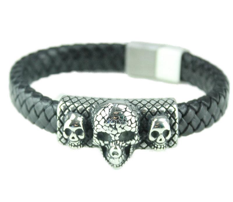 Leather Skulls Bracelet - ramanujanitsez