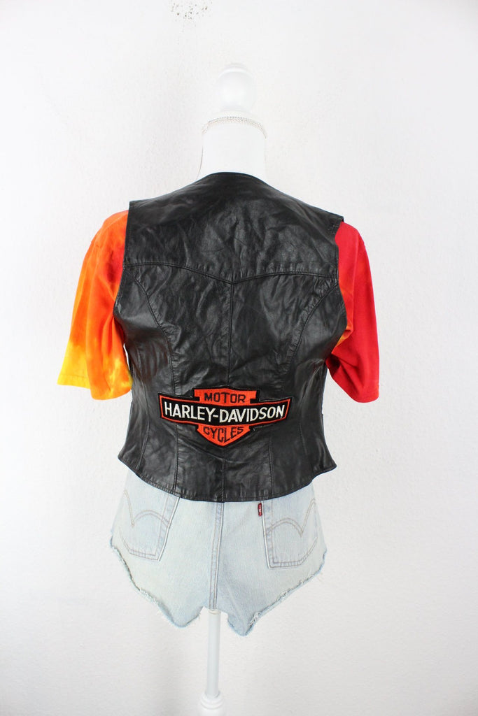 Vintage Black Harley Davidson Leather Vest (XS) ramanujanitsez 