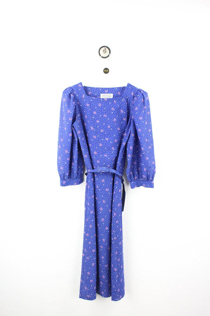 Vintage Flower Dots Dress (S) - ramanujanitsez