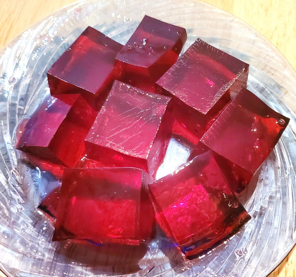 Hartley's Raspberry Jelly prepared and cut into sqaures