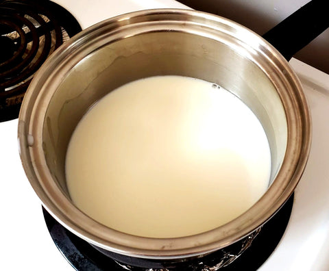 milk in a saucepan on the stovetop