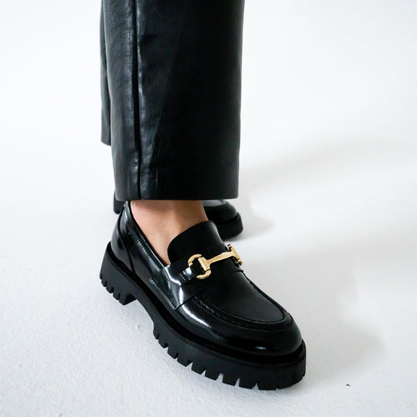 LANDO Black Leather Platform | Women's Loafers – Steve Madden Canada