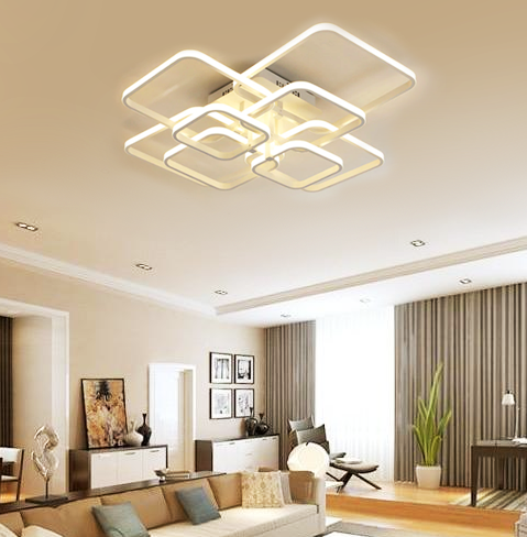 Layered Square Modern Led Chandelier Warmly