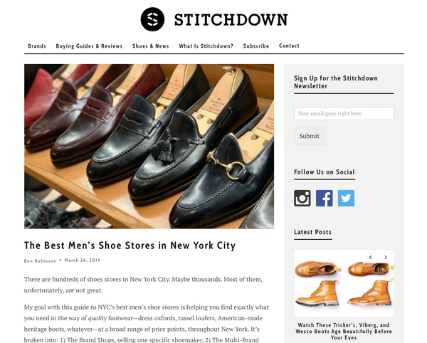 Screenshot of article from Stitchdown