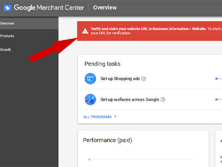 Vérifier son site avec Google Merchant