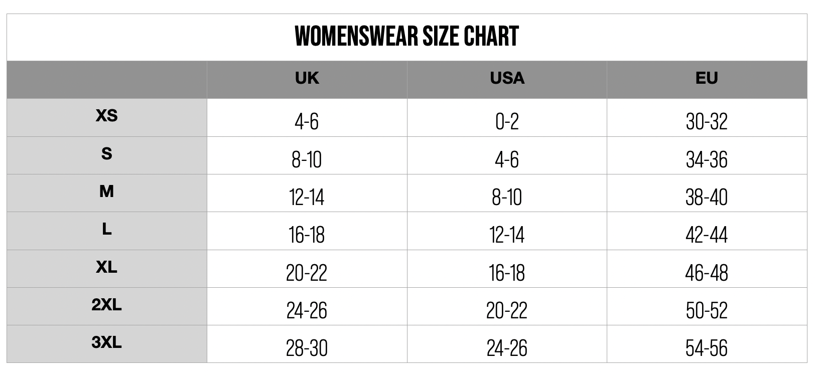 Size Charts & Conversions - WE ARE WE WEAR