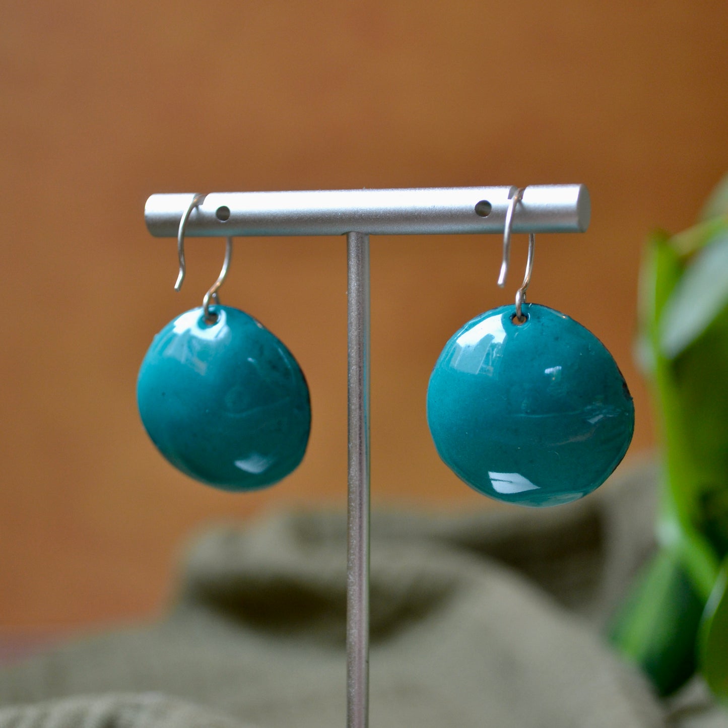 Teal Large Short Flower Cup Earrings *NEW FALL COLOR*