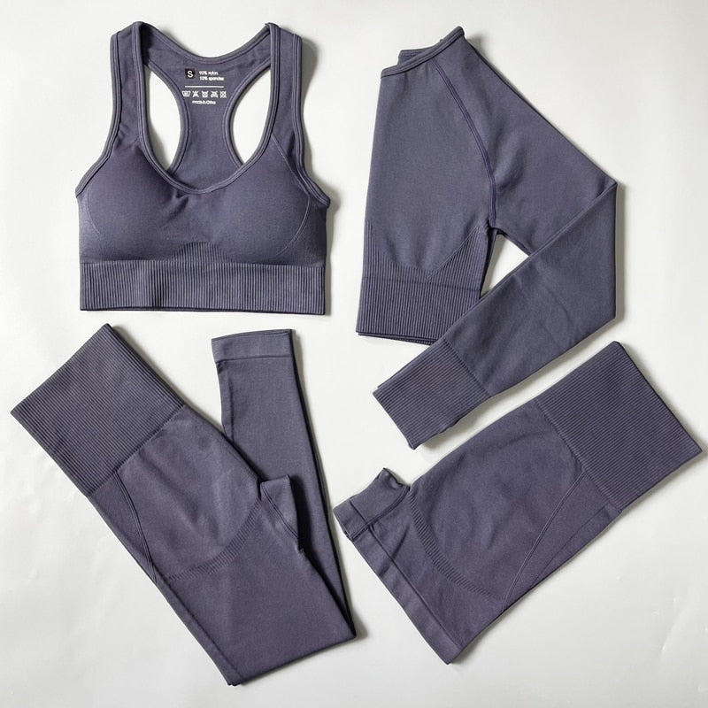 2/3/4PCS Seamless Women Yoga Set Workout Sportswear Gym Clothes