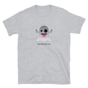 "She Ghosted Me" Short-Sleeve Emoji Unisex T-Shirt - shop.designhero