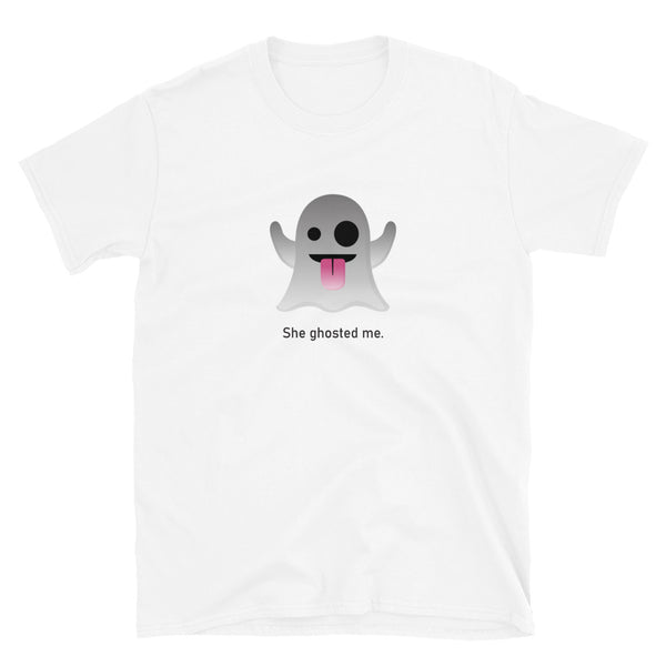 "She Ghosted Me" Short-Sleeve Emoji Unisex T-Shirt - shop.designhero