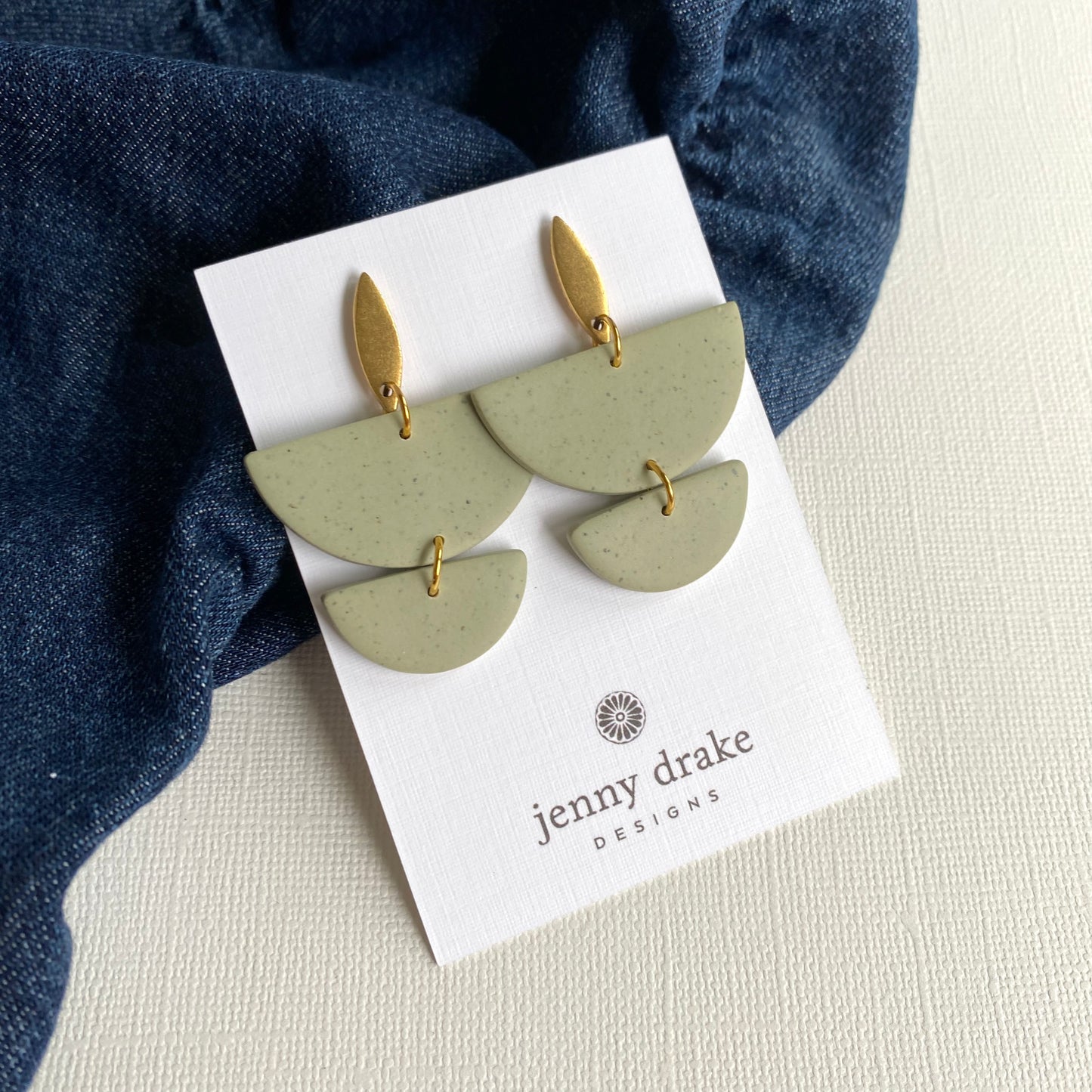 Speckled Light Sage Drop Earrings