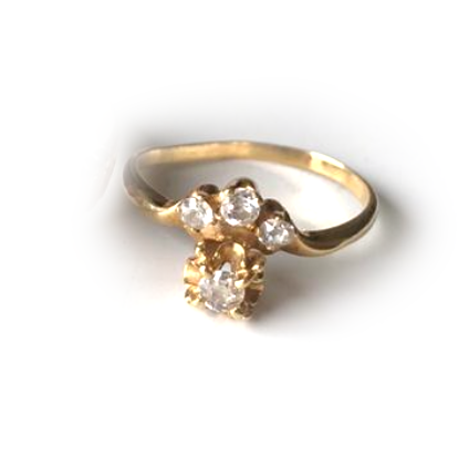 Original antique gold ring with diamonds