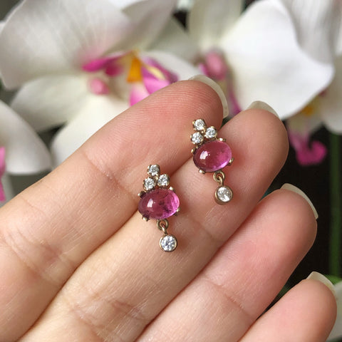 pink tourmaline earrings with gold